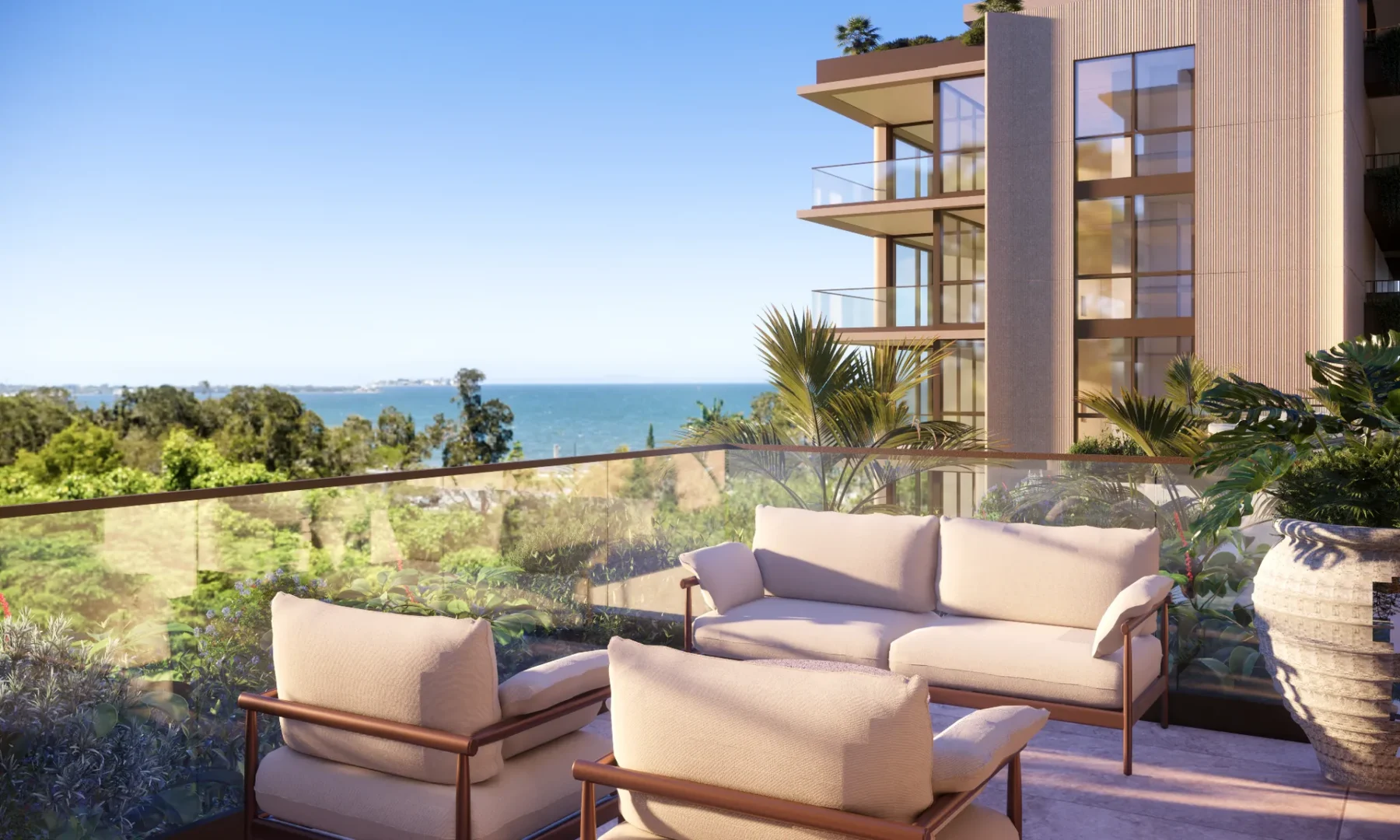 The Baybrook apartment balcony with Moreton Bay views
